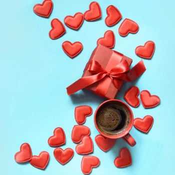  Coffee and red hearts