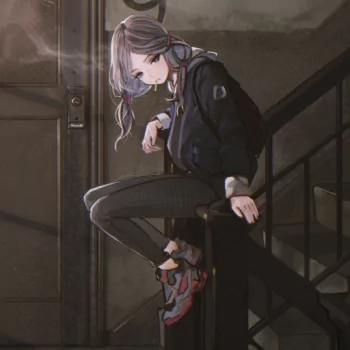 hoodie twintails cigarette long hair Anime Original PFP