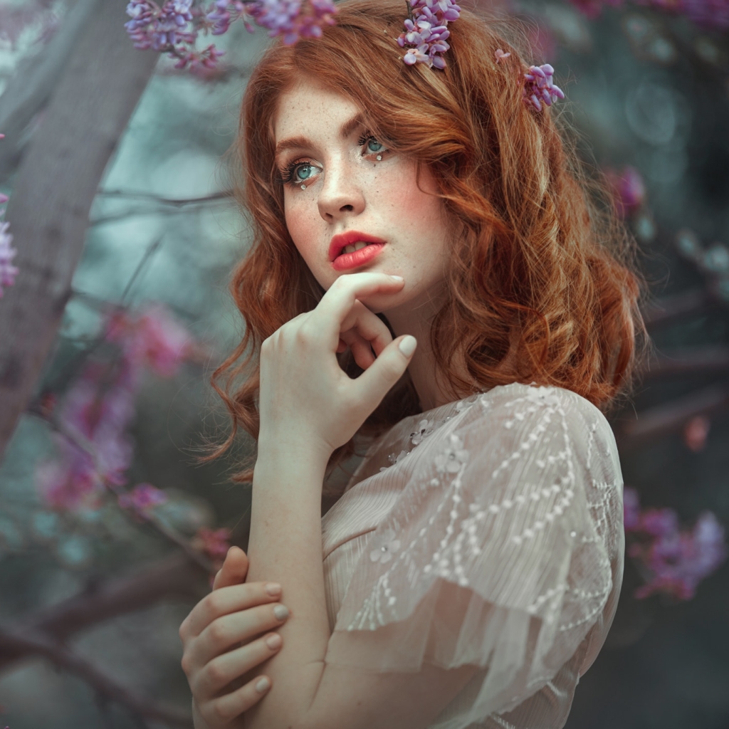 Download Lipstick Blue Eyes Redhead Model Woman PFP by Evgeny Loza