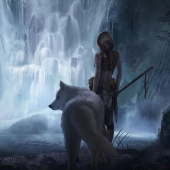 woman warrior waterfall wolf fantasy Princess Mononoke Anime PFP