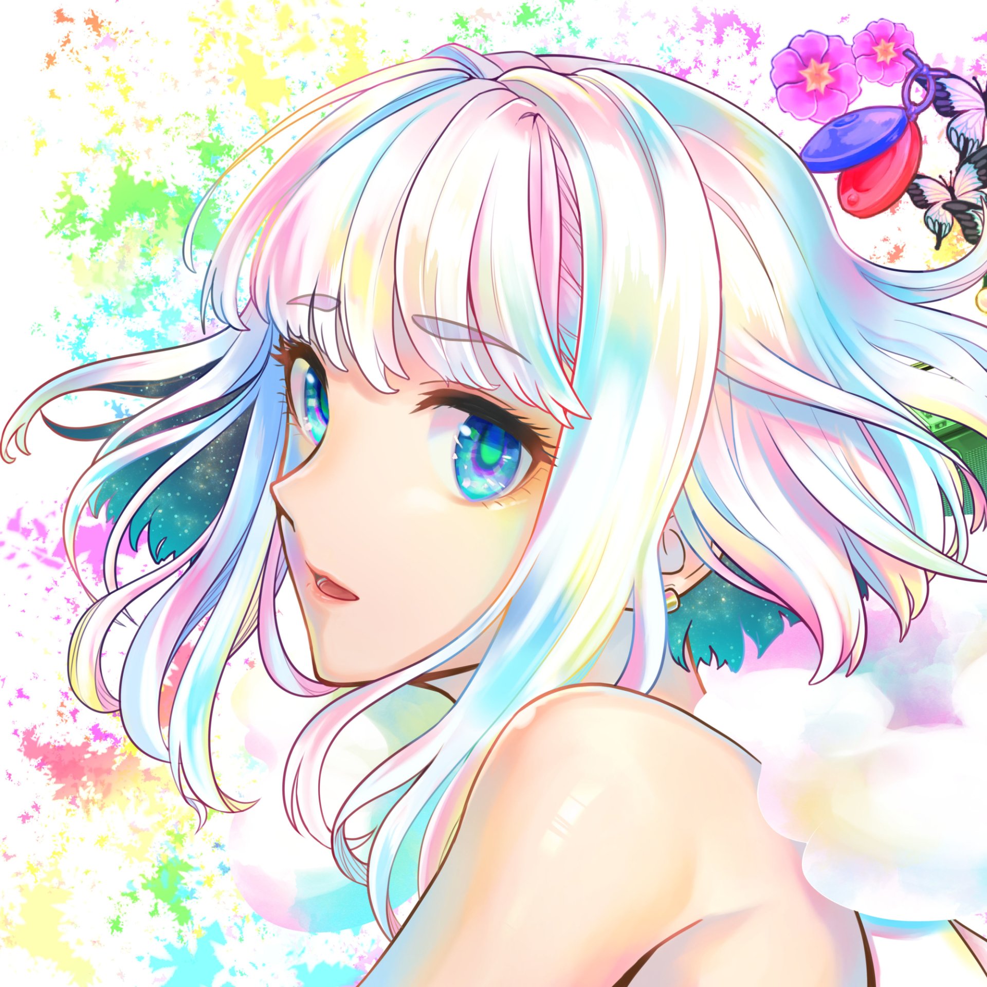 Download Blue Eyes White Hair Short Hair Anime Original PFP