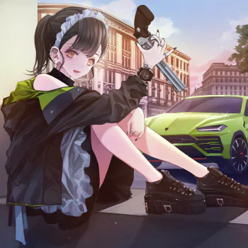 car Lamborghini maid gun Anime Original anime car PFP