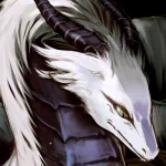 A fantasy-themed avatar featuring a majestic dragon with striking white scales and prominent horns, embodying a sense of power and mystique.