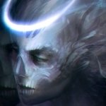 Eerie avatar featuring a ghostly figure with a glowing halo, portraying a scary thematic pfp.