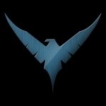 Comic Nightwing blue bird emblem on a black background, shown as a forum avatar/pfp.