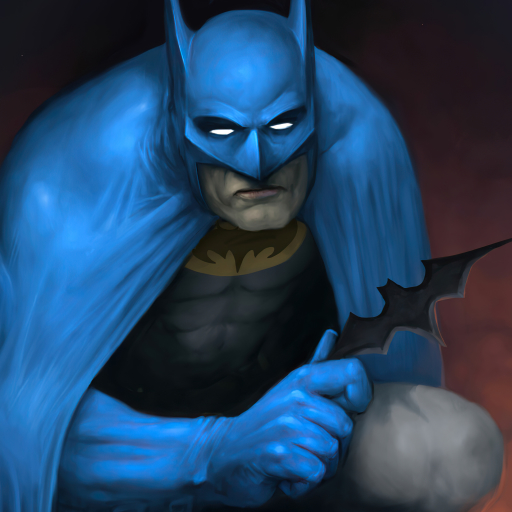 Batman with Blue Cape and Batarang by Jake Perez