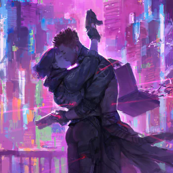 gun weapon futuristic kiss couple cyberpunk Sci Fi PFP