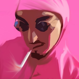 Pink Guy Smoking Cigarette