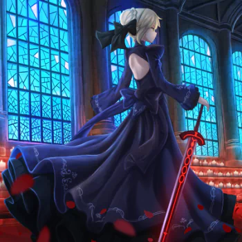 yellow eyes sword weapon black dress dress short hair blonde Fate (Series) Saber (Fate Series) Saber Alter Anime Fate/stay Night Movie: Heaven's Feel PFP