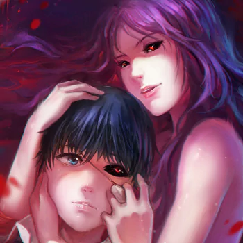 Kagune (Tokyo Ghoul) eye patch heterochromia blue eyes red eyes Rize Kamishiro Tokyo Ghoul Ken Kaneki Anime PFP