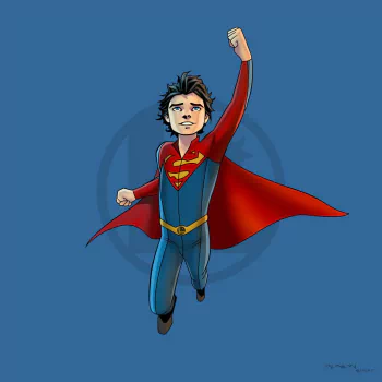 Superboy blue eyes smile black hair flying DC Comics Jon Kent Comic PFP