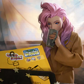 blue eyes pink hair Seraphine (League Of Legends) League Of Legends video game PFP
