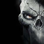 Cracked stone skull with a glowing orange eye set against black — a dark Darksiders video game forum avatar/pfp.