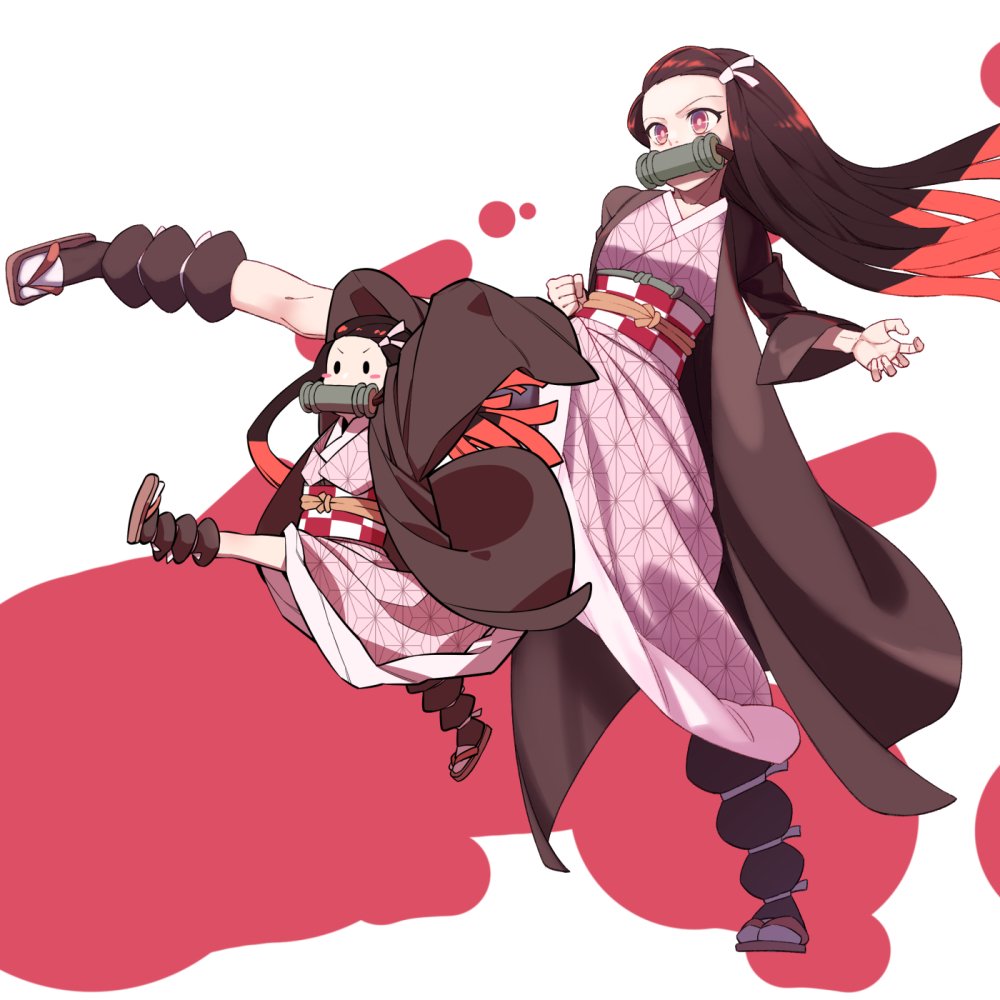Forum avatar/pfp of Nezuko Kamado from Demon Slayer: Kimetsu no Yaiba — anime pose in pink kimono, bamboo muzzle, flowing dark hair and red accent background.