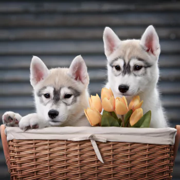 basket cute tulip dog husky Animal puppy PFP