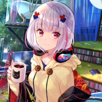 white hair headphones pink eyes short hair mug Anime Original PFP