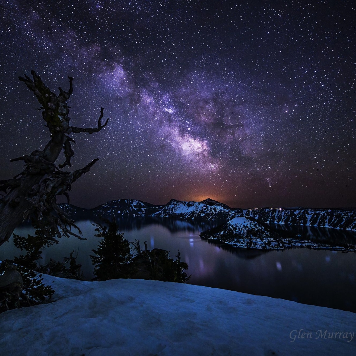 Milky Way over Winter lake by Glen Murray