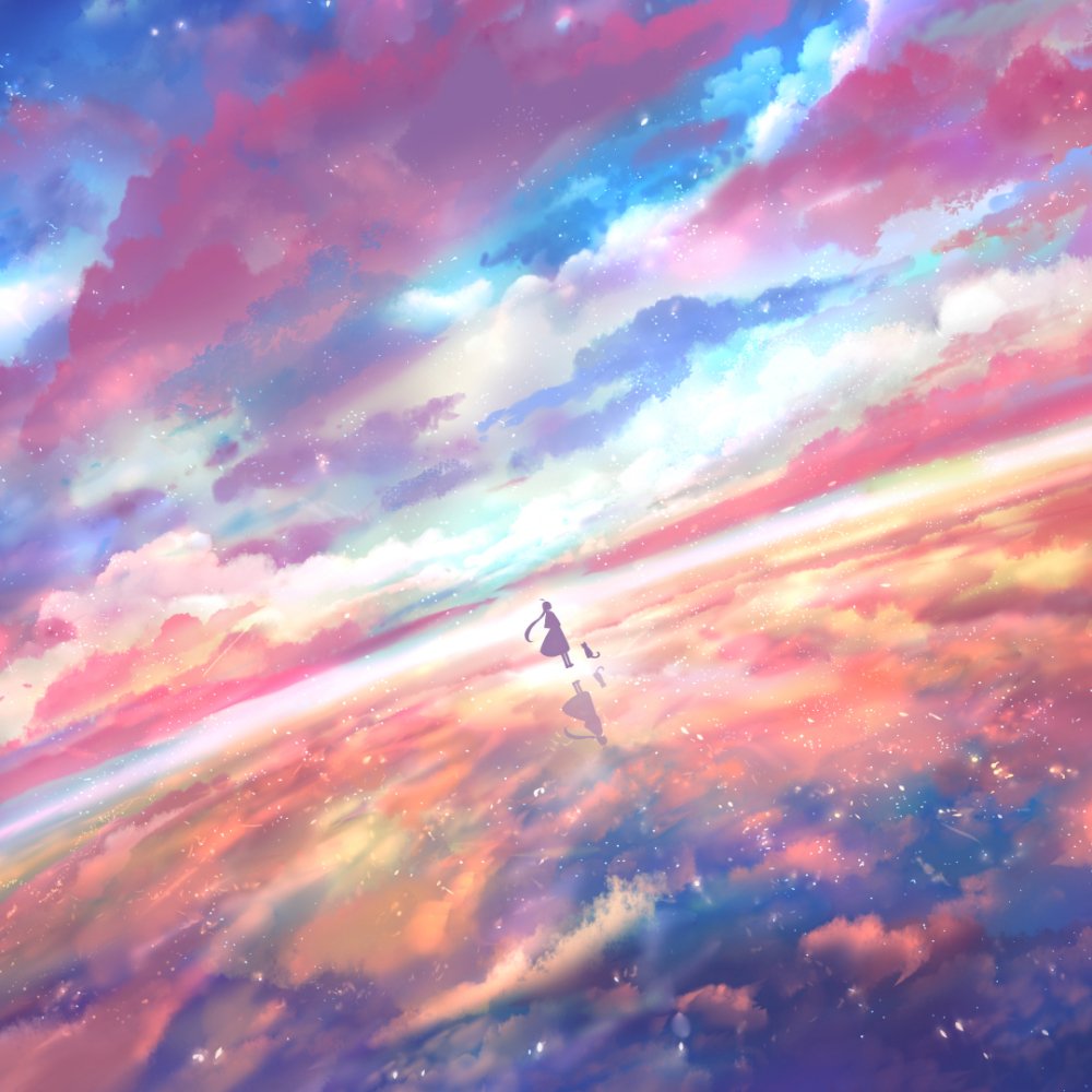 Download Reflection Cat Cloud Anime Sky PFP by 防人