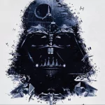 Stylized, fragmented Darth Vader helmet portrait from the Star Wars movies — high-contrast black-and-white design used as a forum avatar/pfp/profile photo.