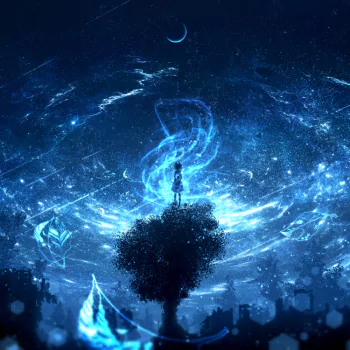  Looking up at a magically blue night sky by furi / ふーり