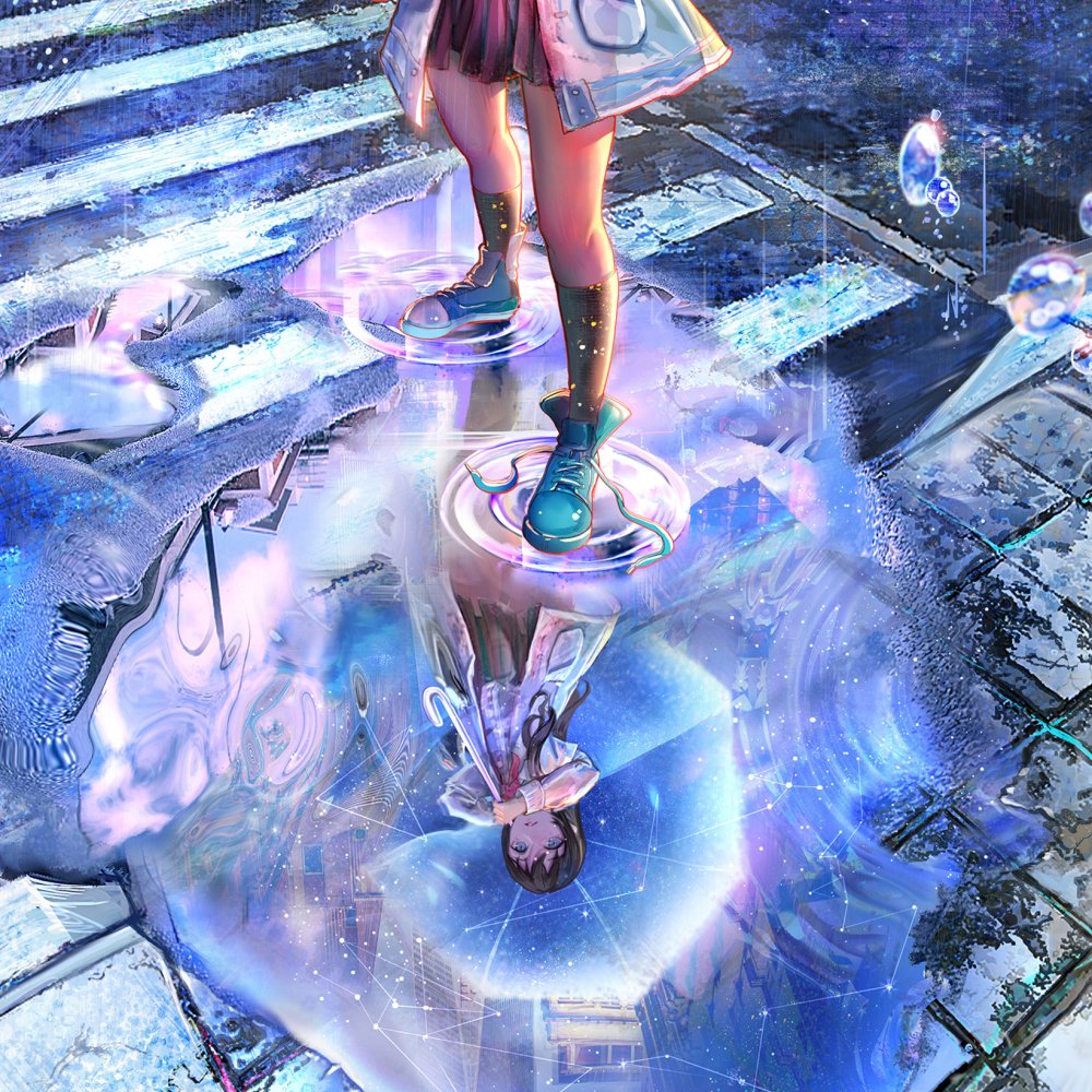 Download Reflection Umbrella Rain Anime Original Rain Anime PFP