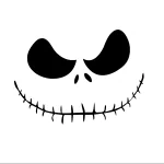 Black skull-like grinning face with stitched mouth on white background — Halloween-themed forum avatar/pfp.