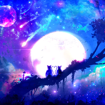 fantasy night couple tree planet moon Anime Original anime couple anime night fantasy anime PFP