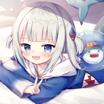 blue eyes white hair Virtual Youtuber hololive Gawr Gura Anime PFP