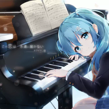 aqua hair piano aqua eyes Hatsune Miku Vocaloid Anime PFP