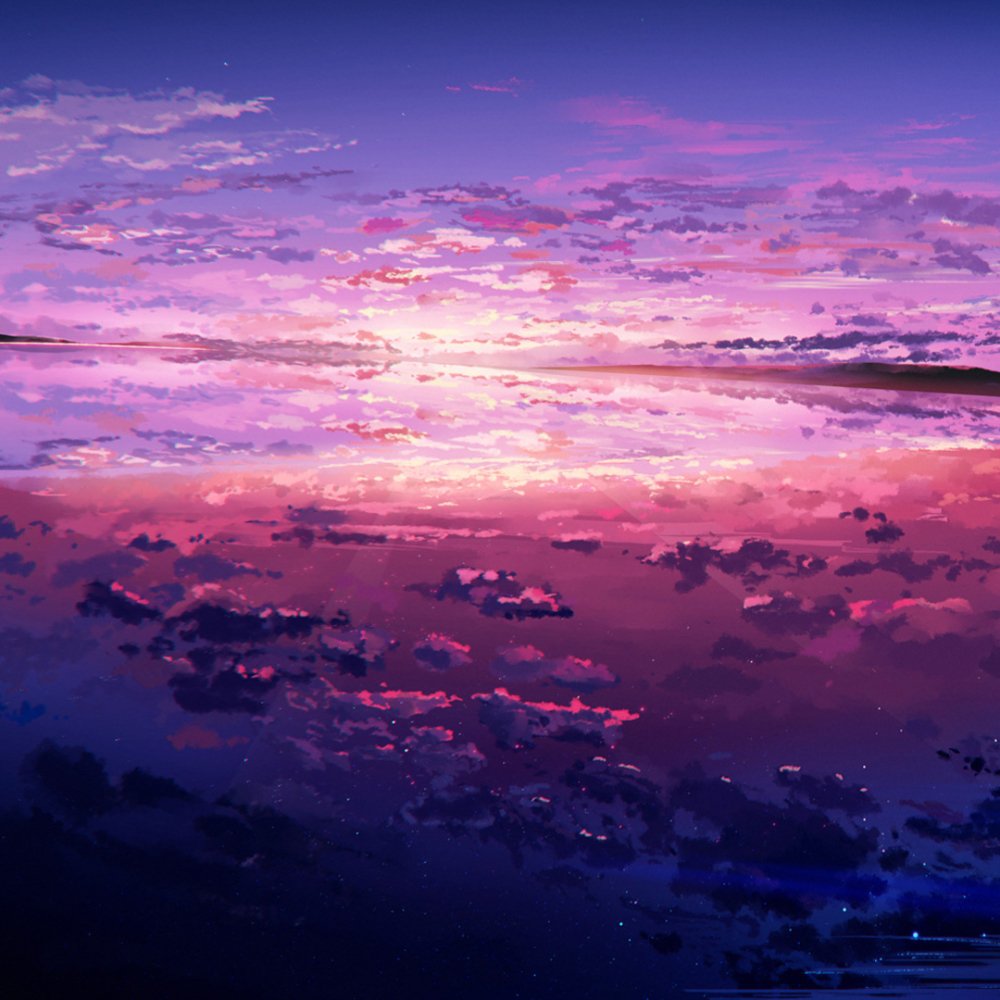 Download Ocean Purple Sunset Reflection Anime Sky Purple Anime Anime ...