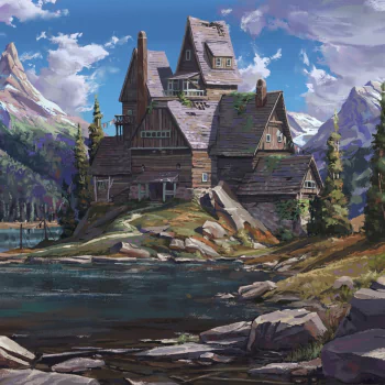mountain peak building house fantasy PFP
