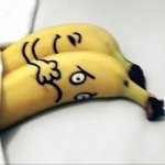 Funny forum avatar/pfp showing two bananas with doodled faces — one hugging the other while the other looks startled.