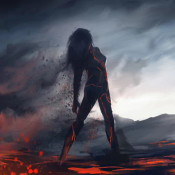 smoke lava silhouette fantasy woman PFP