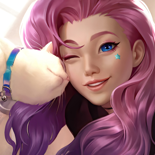 Download Cat Blue Eyes Pink Hair Seraphine League Of Legends League Of Legends Video Game Pfp 1497