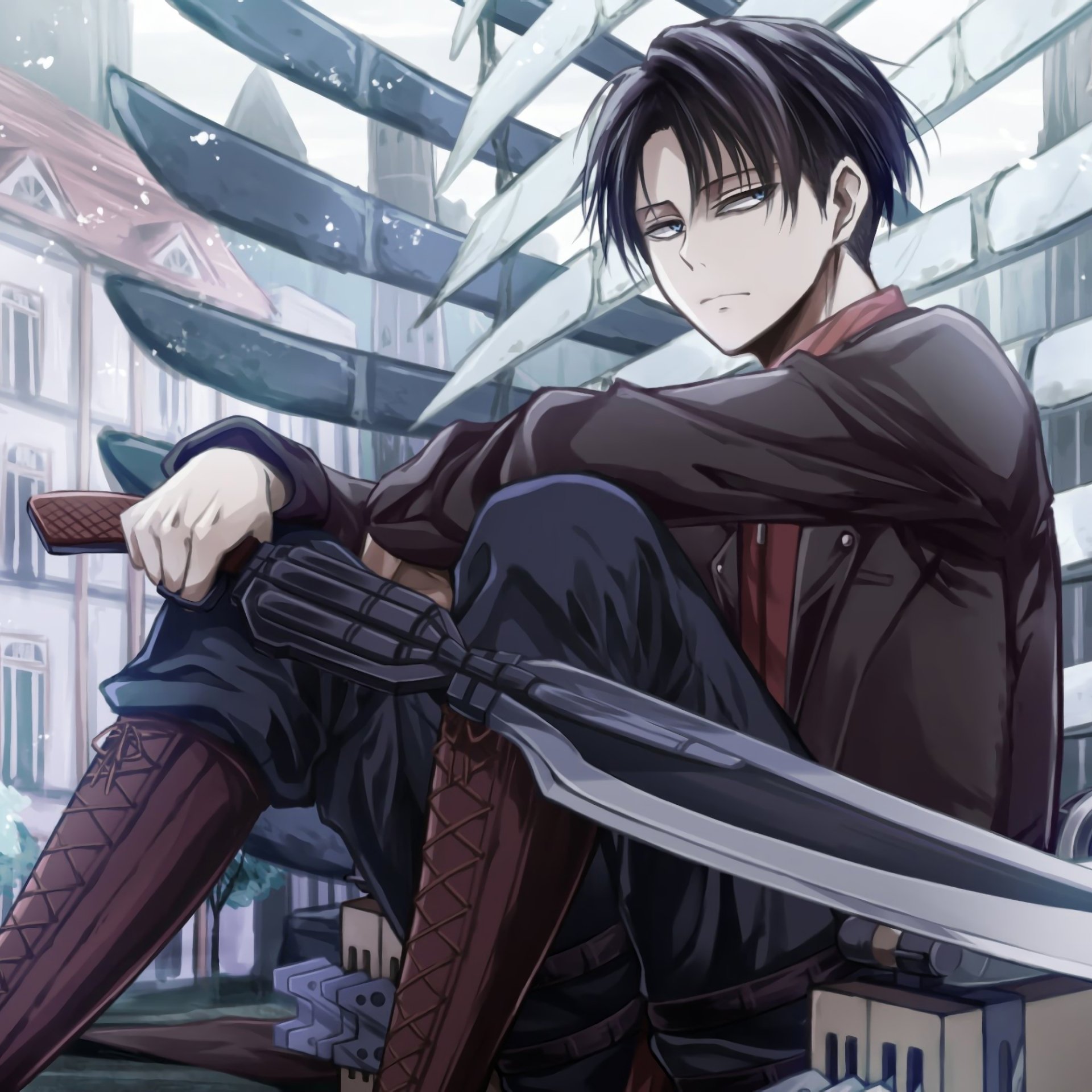 Download Black Hair Sword Attack On Titan Levi Ackerman Anime PFP