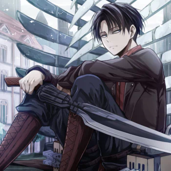 black hair sword Attack on Titan Levi Ackerman Anime PFP