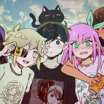 shirt cat black hair camera pink hair blonde Aubrey (Omori) Basil (Omori) Sunny (Omori) OMORI video game PFP