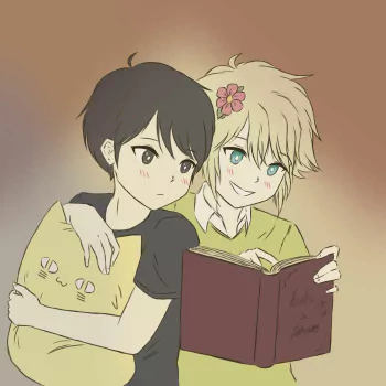 blush black hair blonde book Basil (Omori) Sunny (Omori) OMORI video game PFP