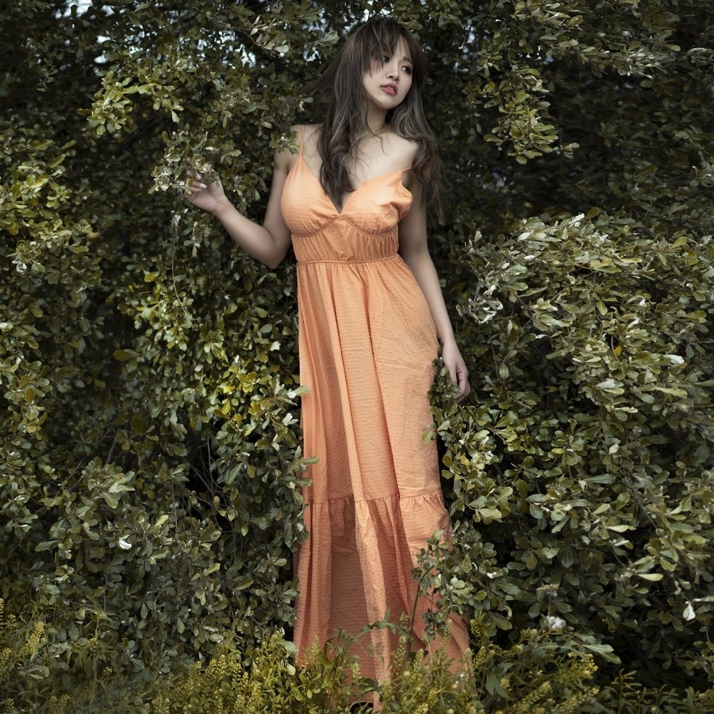 Download Brunette Orange Dress Model Asian Woman PFP