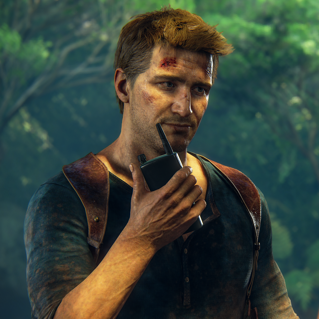Forum avatar/profile photo of Nathan Drake from the video game Uncharted 4: A Thief's End — close-up holding a radio in a jungle setting.
