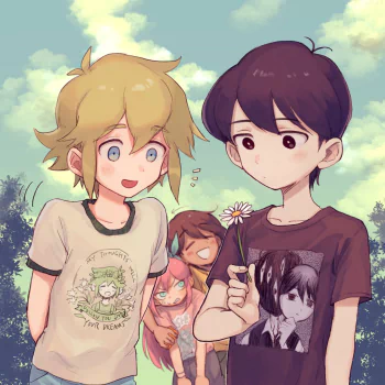 pink hair brown hair black hair blonde shirt OMORI Aubrey (Omori) Kel (Omori) Sunny (Omori) Basil (Omori) video game PFP