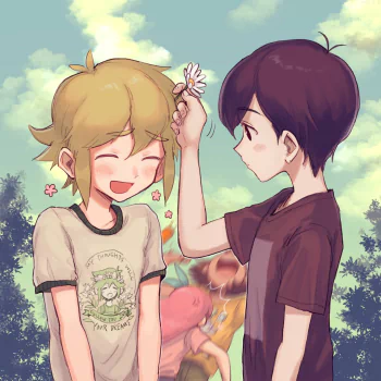 black hair blonde shirt OMORI Kel (Omori) Aubrey (Omori) Sunny (Omori) Basil (Omori) video game PFP
