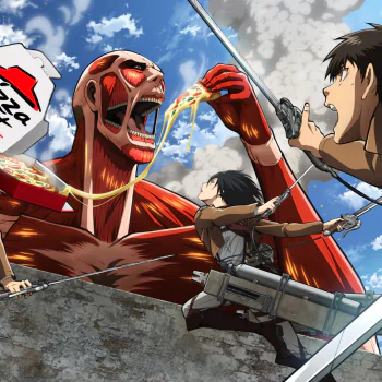  Colossal Titan eating pizza by Sushi4love