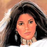  Native American Woman Holding Falcon