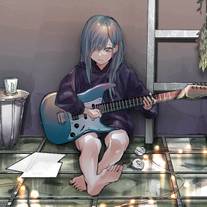 Download Feet Blue Hair Guitar Anime Music PFP by 葛坊煽