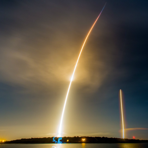 Long Exposure of SpaceX Launching and Landing by SpaceX