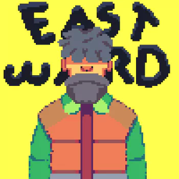 Pixel art avatar featuring a character from the game Eastward with the title text above on a yellow background.