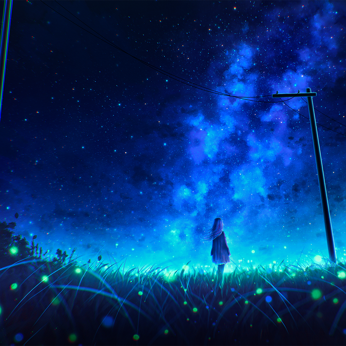 Download Starry Sky Night Anime Girl Anime Girl Anime Night PFP
