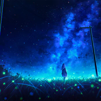 starry sky night Anime girl anime girl anime night PFP