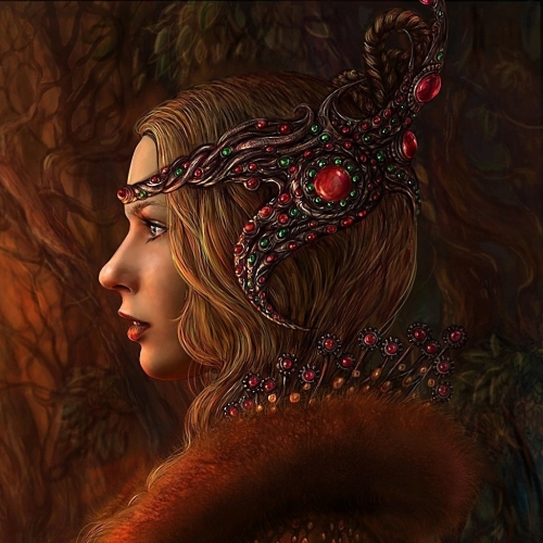Fantasy Woman Conjuring Up a Dragon with Magic by Alena Klementeva
